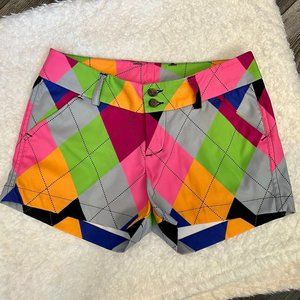 Loudmouth Shorts Women's Mini Golf Preppy Multi-Color Argyle Size 2